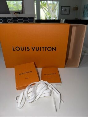Louis Vuitton Empty Authentic Shoe Box with White Laces and Booklet